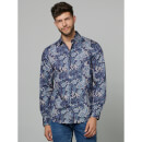 Printed Blue Long Sleeves Casual Shirt M