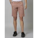 Solid Peach Cotton Blend Shorts 38