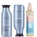 Pureology Strength Cure Blonde Purple Shampoo, Conditioner and Color Fanatic Spray Routine for Toning Brassy Hair