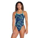 Printed Twist Back One Piece - Teal | Size 28