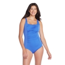 Adjustable Solid Shirred Tank One Piece - Blue | Size 12