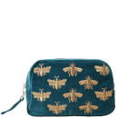 Elizabeth Scarlett Honey Bee Rich Blue Velvet Cosmetics Bag