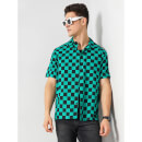 Demon Slayer - Green Checked Short Sleeves Cotton Shirt - LDADEMON_GREEN - XL