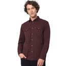 Marron Solid Regular Fit Casual Shirt M