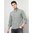 Men Faded Regular Fit Cotton Over-Dyed Denim Casual Shirt - Green - XL