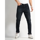 Men Solid Slim Fit Cotton Knit Denim Cargo Jeans - Black - 38
