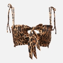 Damson Madder Lexie Leopard Shirred Bikini Top - UK 8