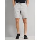 Men's Grey Solid Regular Fit Linen Casual Shorts 38