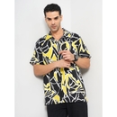 Men's Black Printed Regular Fit Viscose Rayon Shirt XS