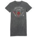 Stranger Things Hellfire Club Vintage Women's T-Shirt Dress - Black Acid Wash Stranger Things Hellfire Club Vintage Women's T-Shirt Dress - Black Acid Wash