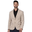 Men Beige Notched Solid Slim Fit Polyester Suit Jacket BUAMAURY1 48