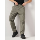 Men Olive Solid Straight Fit Cotton Cargo Trouser 30