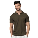 Men's Olive Polo Collar Solid Regular Fit Cotton Basic Polo Tshirts GEWAFFLE2 L