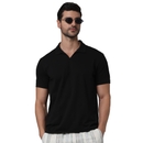 Men Black Polo Collar Solid Regular Fit Cotton Basic Polo Tshirt GEHAIRIN S