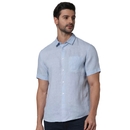 Men Blue Spread Collar Solid Regular Fit Linen Casual Shirt DAMARLIN3 S