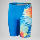 Jungen Schwimmhose mit digitalem Allover-Print und V-Schnitt Blau/Gelb - 13-14