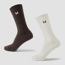 MP Chunky Knit Lifestyle Socks (2 pack) - Soft Cream/Chocolate - UK 2-5