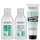 Redken Acidic Bonding Curls Shampoo Conditioner and Sculpting Curl Gel Bonding Care Bundle for Curls and Coils