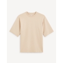 Men Taupe Round Neck Solid Boxy Cotton Oversized Tshirt GEHEM L