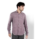 Men Purple Spread Collar Printed Regular Fit Linen Casual Shirts JALIPRIML S