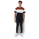 Men Black Round Neck Colourblocked Regular Fit Cotton Tshirts JETWILL S