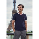 Men Navy Blue Polo Collar Solid Regular Fit Cotton Basic Polo Tshirts JEPARIS1 L