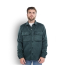 Men Green Spread Collar Solid Regular Fit Polyester Suede Jacket JUSUEDEIN - S