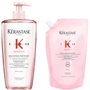 Kérastase Genesis Hydra-Fortifiant Refillable Shampoo And Refill Pouch Duo 500ml For Hair Fall Due To Breakage