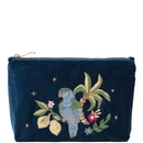 Elizabeth Scarlett Tropical Paradise Parrot Ink Blue Velvet Mini Pouch Elizabeth Scarlett Tropical Paradise Parrot Ink Blue Velvet Mini Pouch