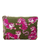 Elizabeth Scarlett Wild Tiger Fern Green Velvet Everyday Pouch