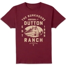 Yellowstone Dutton Ranch Woodcut Unisex T-Shirt - Burgundy