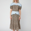 Stella Nova Leopard Embroidered Cotton-Seersucker Midi Dress - DK 34/UK 8