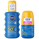 Nivea Duo: Protect & Moisture SPF50+ Spray 200ml & Kids Protect & Care SPF50+ Roll On 50ml