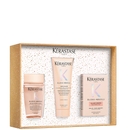 Kérastase Gloss Absolu Trio for Glossy Hair, Glaze Drops Hair Oil & Travel Size Shampoo & Conditioner with Hyaluronic Acid