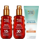 Garnier Ambre Solaire Ideal Bronze Protective Oil SPF15 & SPF30 with After Sun Tan Maintainer Garnier Ambre Solaire Ideal Bronze Protective Oil SPF15 & SPF30 with After Sun Tan Maintainer