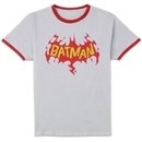 DC Comics Batman Flame Unisex Ringer T-Shirt - White/Red DC Comics Batman Flame Unisex Ringer T-Shirt - White/Red