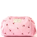 The Flat Lay Co. Drawstring Flat Lay Makeup Bag - Ditsy Cherries Pink Embroidered Velvet The Flat Lay Co. Drawstring Flat Lay Makeup Bag - Ditsy Cherries Pink Embroidered Velvet