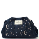 The Flat Lay Co. Drawstring Flat Lay Makeup Bag - Celestial Blue Embroidered Velvet
