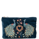 Elizabeth Scarlett Peacock Floral Ink Blue Velvet Everyday Pouch