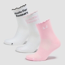 MP Frilly Running Ankle Socks (3 Pack) - White/Black/Blush - UK 9-11