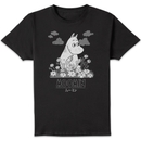 Moomin Flowers Japanese Unisex T-Shirt - Black