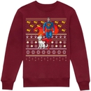 Superman And Krypto Christmas Sweatshirt - Burgundy