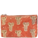 Elizabeth Scarlett Golden Elephants Velvet Everyday Pouch - Rust