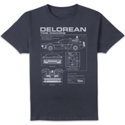 Back To The Future DeLorean Schematic T-Shirt - Navy