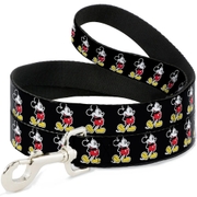 Buckle-Down Mickey Mouse Dog Leash - Black