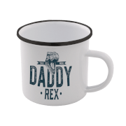 Daddy Rex Enamel Mug – White