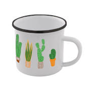 Cactus Enamel Mug – White
