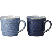 Denby Studio Blue Ridged Mugs - Set of 2