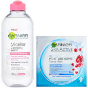 Garnier Micellar Water Sensitive Skin and Hydrating Face Sheet Mask for Dehydrated Skin Kit Exclusive (Worth £8.98)