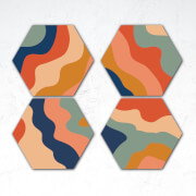 Wavy Colours Hexagonal Coaster Set